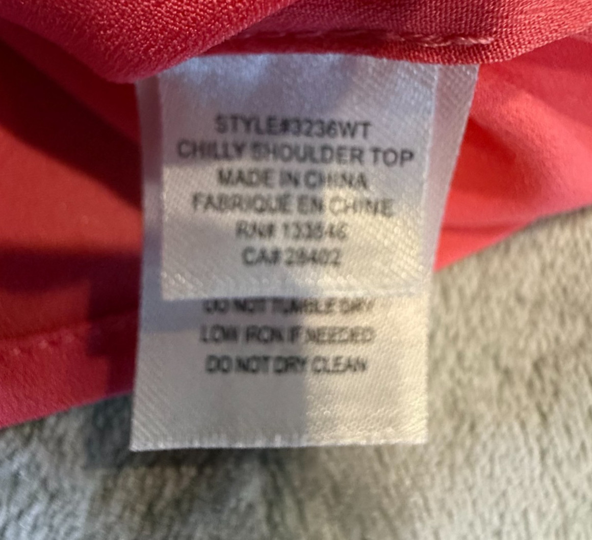 Crosby Women’s Small Coral Pink V-Neck Split Sleeve Blouse 3/4 Sleeve