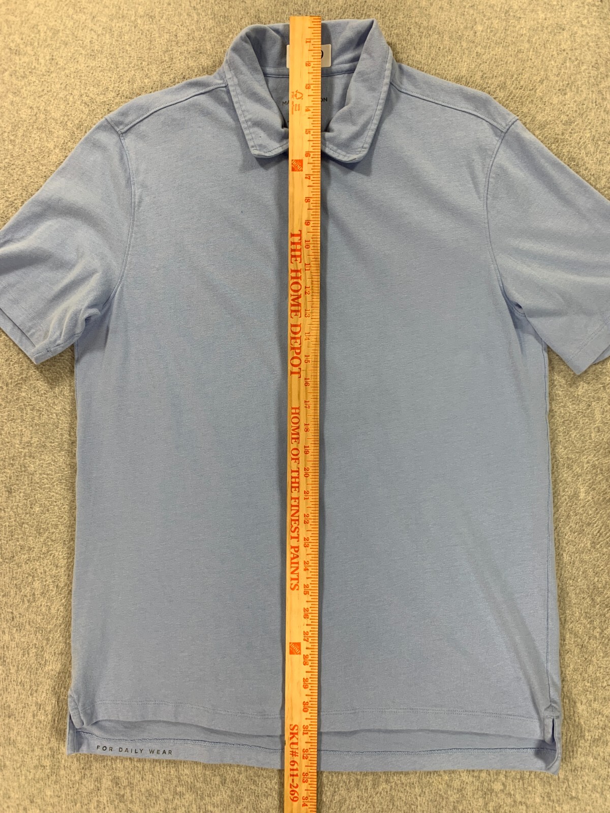 Mack Weldon Daily Wear Short Sleeve Polo Shirt (Men’s Large) 100% Cotton – Blue