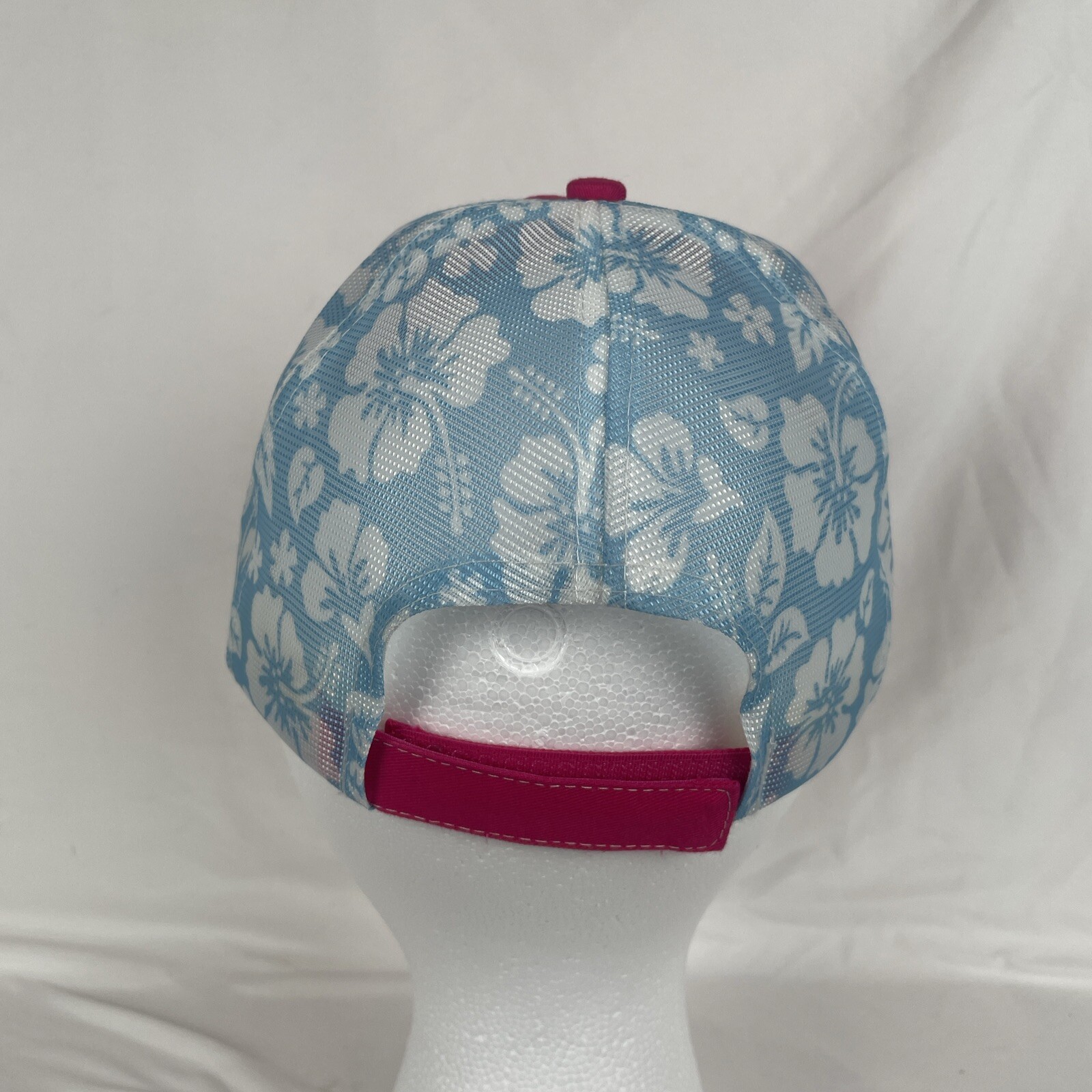 Disney Kim Possible Adjustable Ball Cap Hat Pink Blue White Hibiscus MD/LG