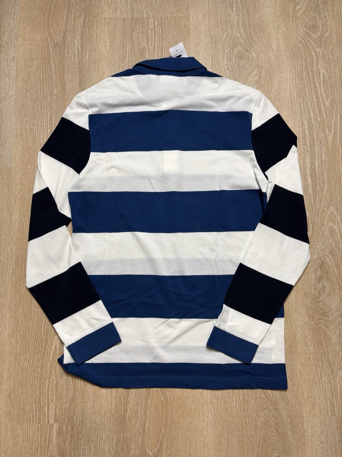 Lacoste Regular Fit Men’s Long Sleeve Striped Polo Blue/Black/White Cotton M New