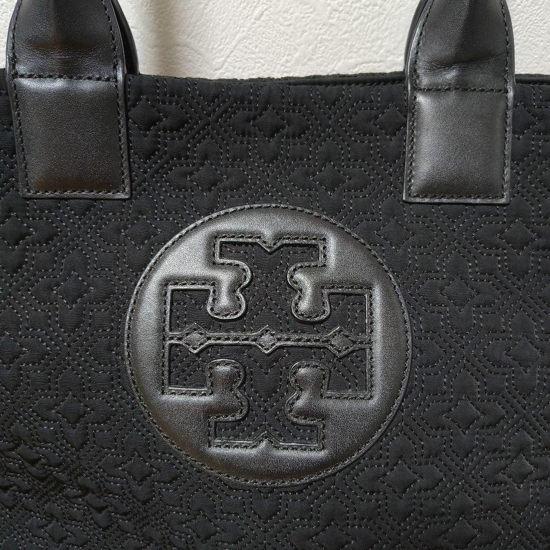 Tory Burch Ella Quilted Large Tote Bag Black