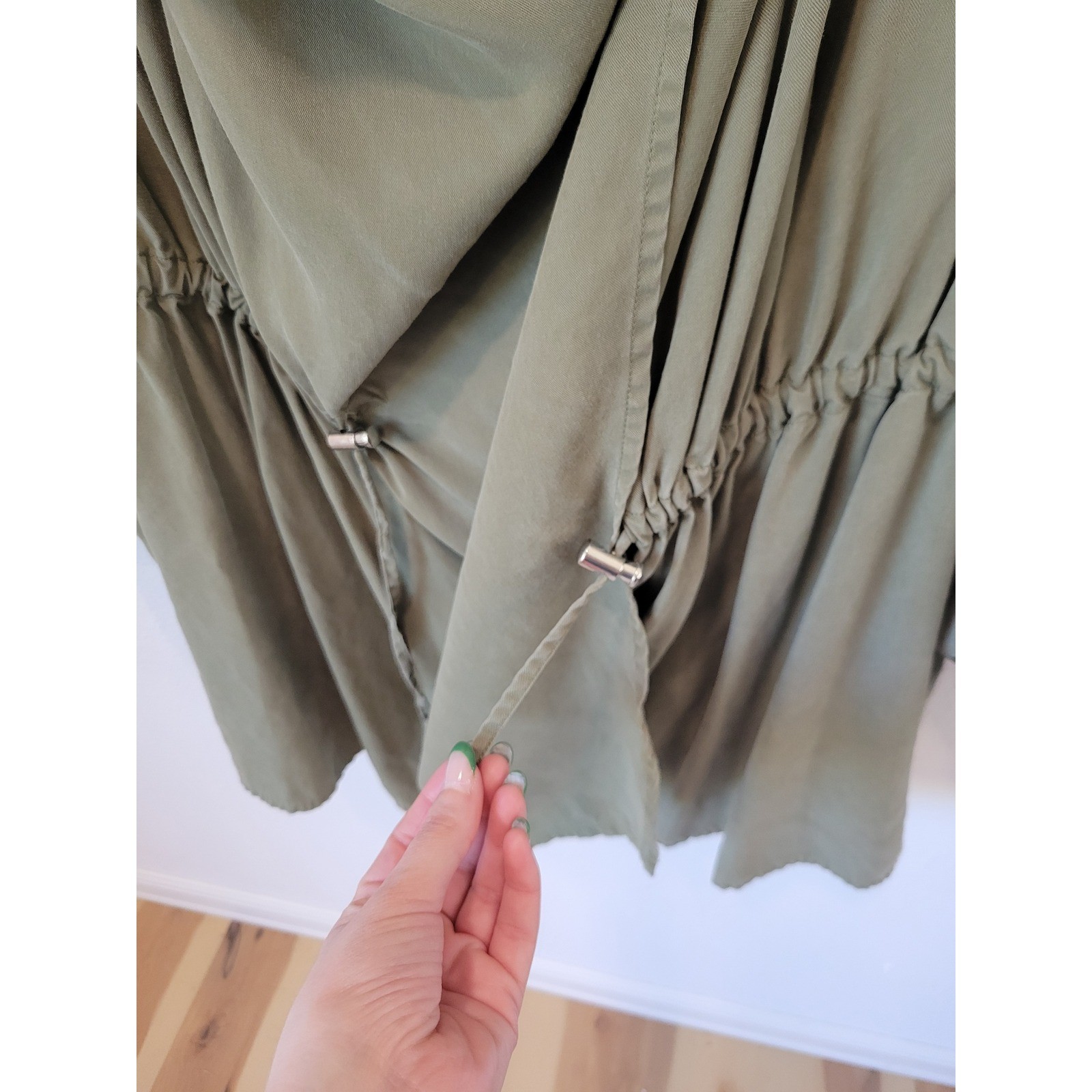 Motherhood Maternity Nursing Top M Jacket Green Drape Front Drawstring Waist