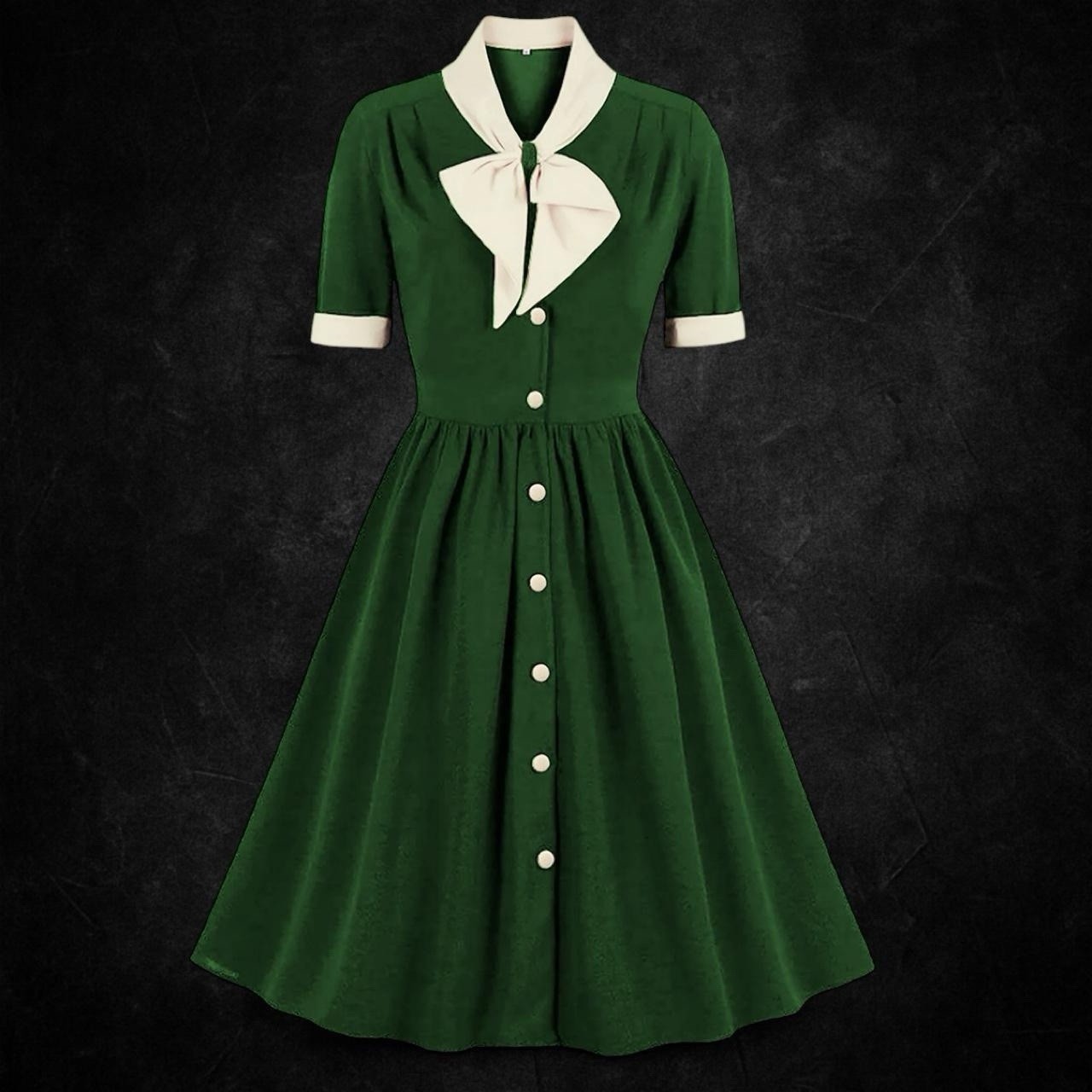 Green Vintage 50’s Button Up Dress XL