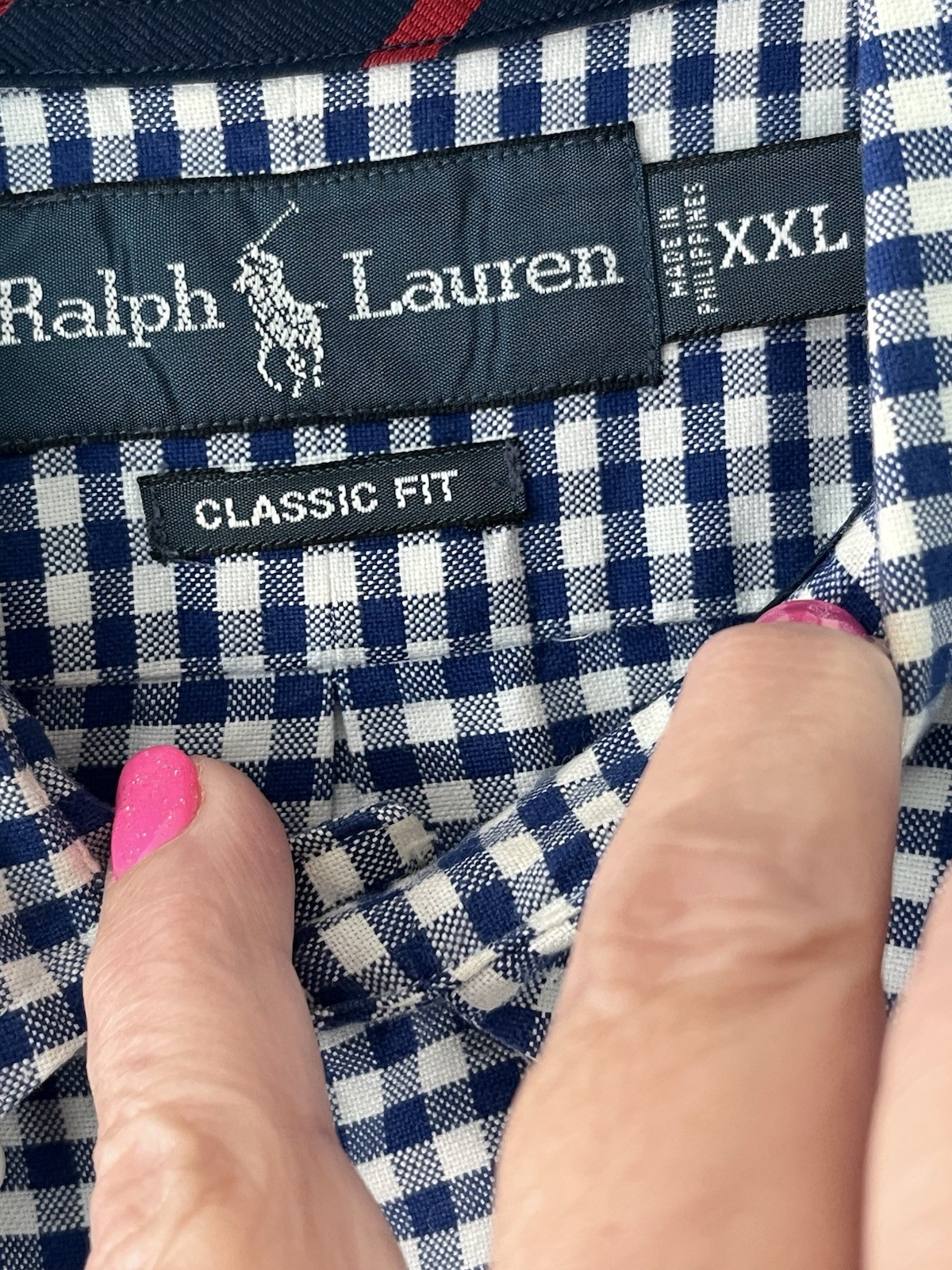 Ralph Lauren XXL Button Down Long Sleeve Shirt Gingham Horse Preppy