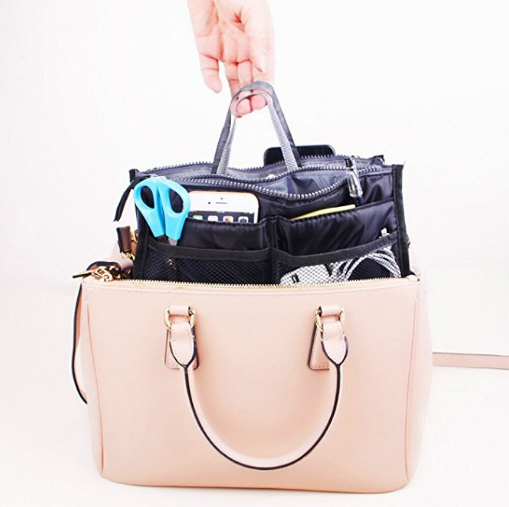 Women’s Travel Handbag Organizer Insert-Multi-Pocket Purse Liner, Tote Organizer