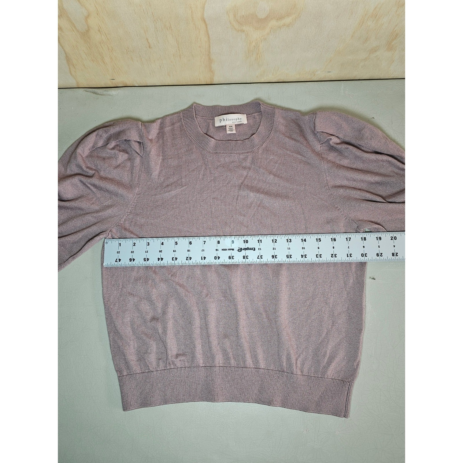 Philosophy Republic Clothing Womens Mauve Puff Sleeve Cashmere Blend Sweater M