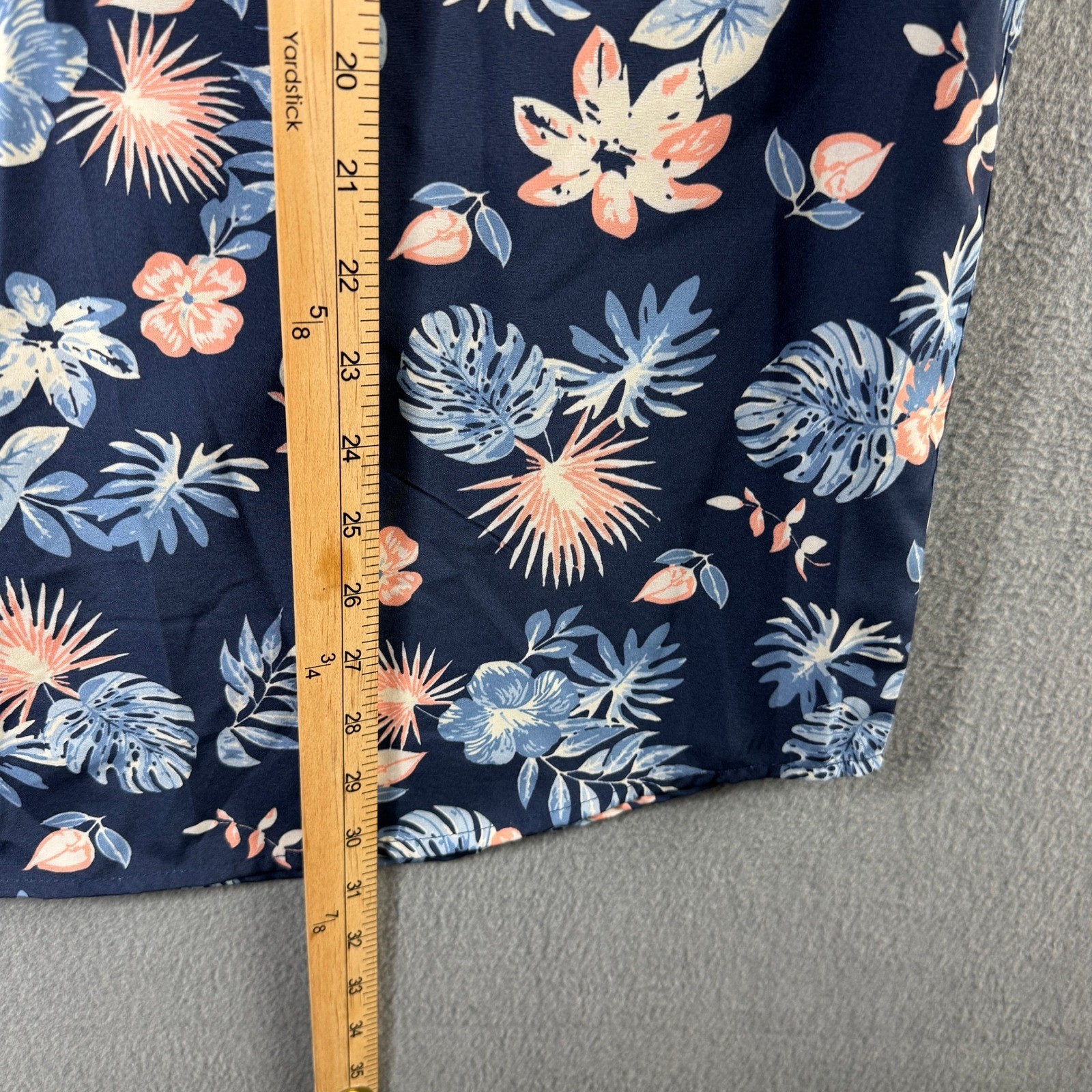 Chaps Mens Everyday Performance Floral Tropical Button Down Shirt Navy Blue M