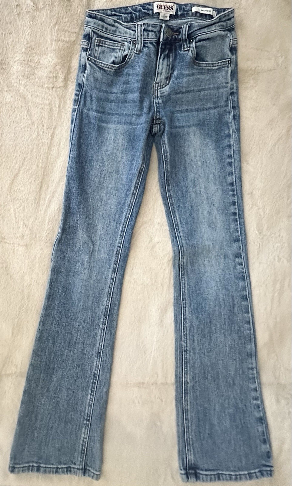 GUESS Originals Women’s Bootcut Jeans Light Wash Blue Denim Logo 5-Pocket 24