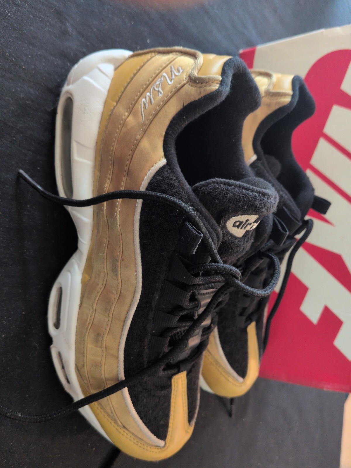 Nike Air Max 95 LX Shoes Wheat Gold Black White Women’s Size 8 [AA1103-700]