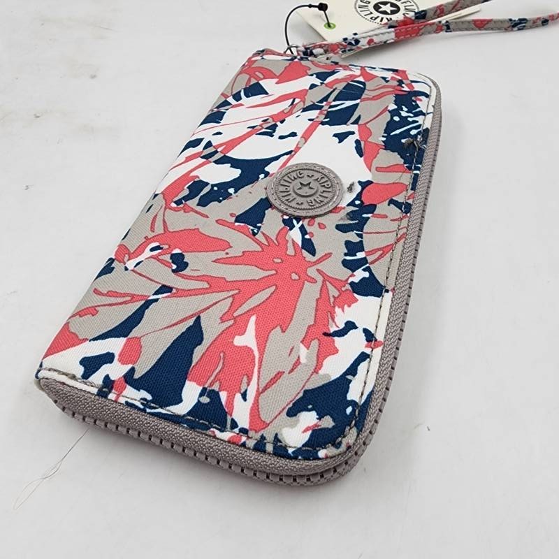 Kipling Canvas Zip Around Wallet Wristlet Women’s OS Autumnal Field Abstract