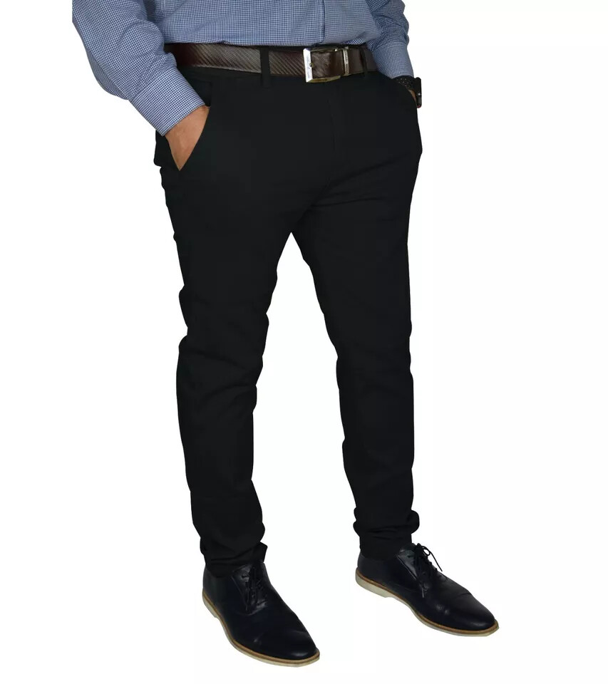 Mens Slim FIT Stretch Chino Trousers Casual Flat Front Flex Classic Full Pants