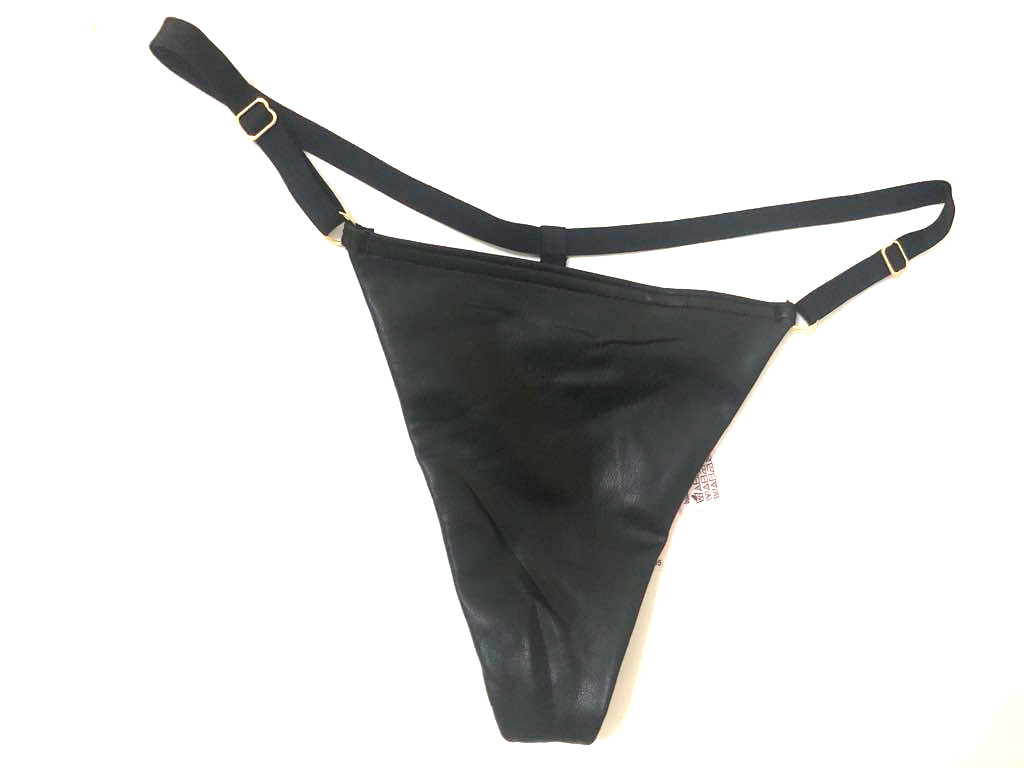 Victoria’s Secret Very Sexy Adjustable Sides Faux Leather V String Panty Black