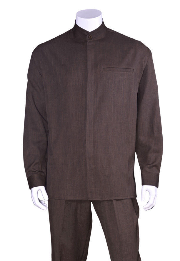 Men’s Luxurious Mandarin Collar (banded collar) Walking Suit 2-Piece Set #28266