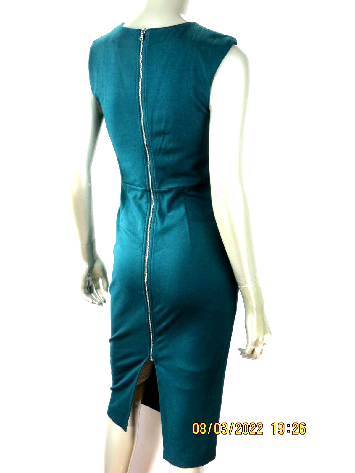 EXPRESS SZ 4 Rayon/Nylon/Spandex Pine Green Back Full Open Zipper Tunic Dress