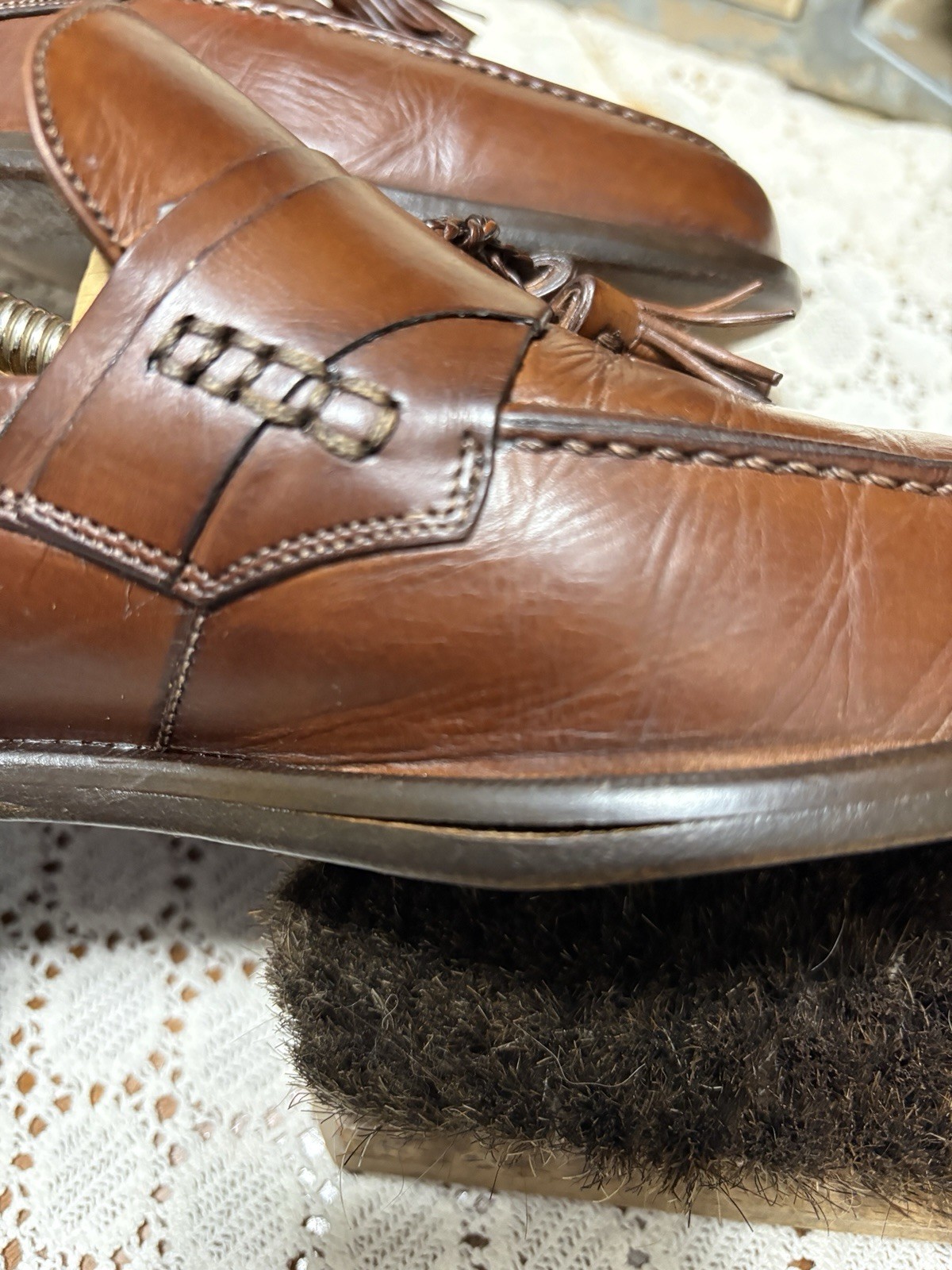 Johnston & Murphy Made in Italy Brown Tassel Loafer Mens Dress Shoes 8.5 M