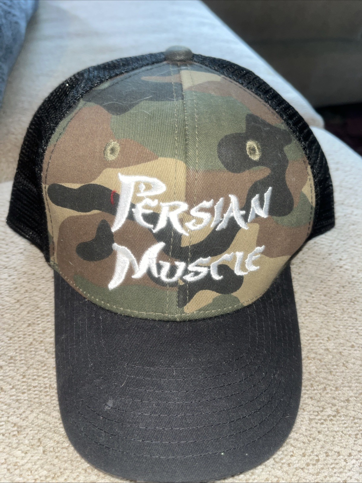 Persian Muscle Baseball Cap with Camouflage Background. Unisex Baseball Cap