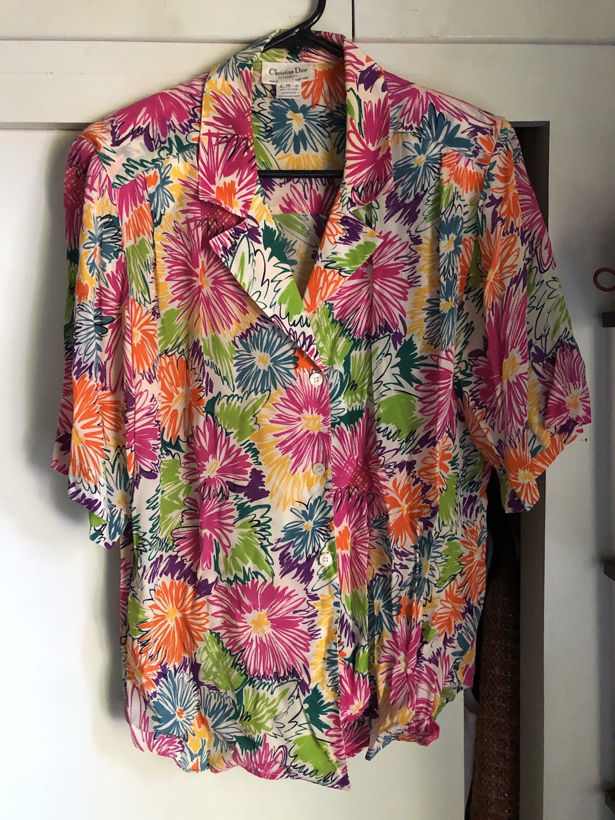 Vintage Christian Dior Separates Button Down Blouse Shoulder Pads Women’s 10