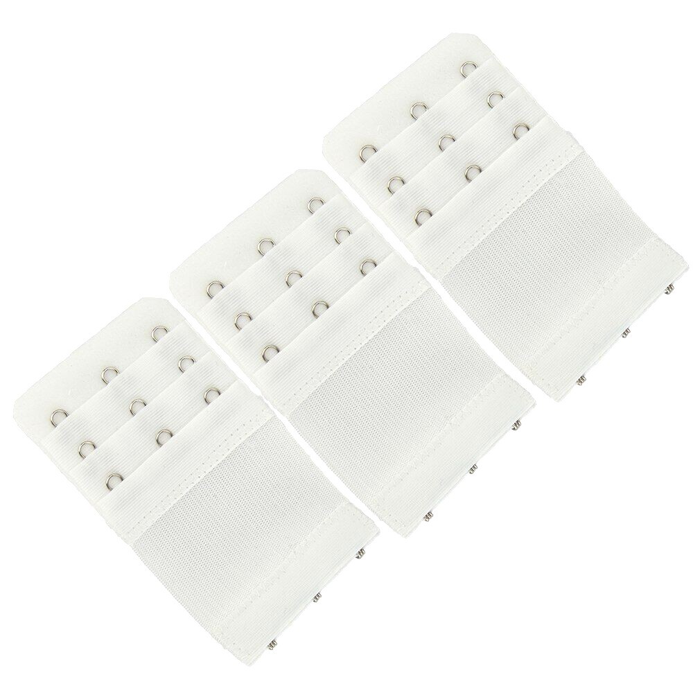 More of Me to Love Stretch Bra Extender 3-Pack, White, 2/3/4-Hook Style, Elastic
