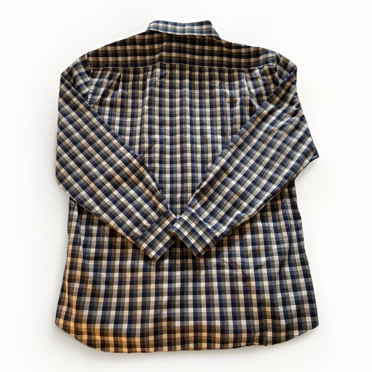 Todd Snyder NY Melange Yarns Gingham Check Shirt Blue Grey Mens Large 16.5 32/33