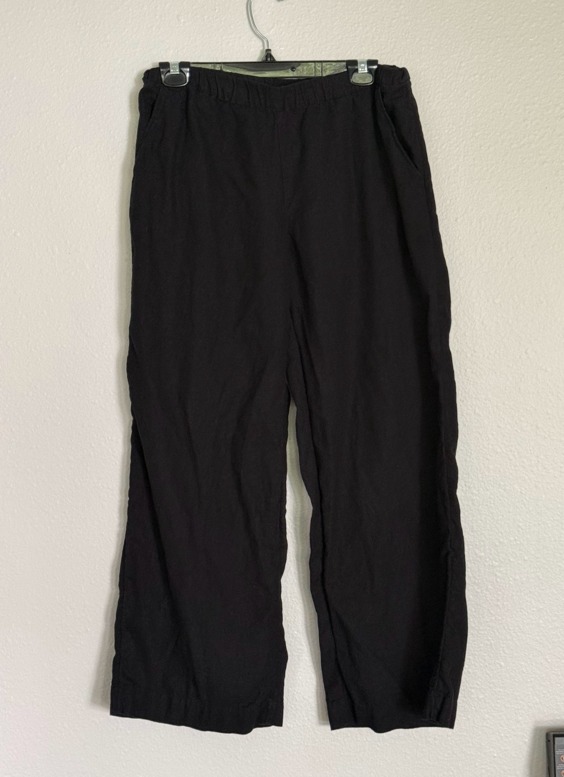 Caslon Nordstrom Black Wide-Leg Pull-On Linen Blend Pants – Style CN449606MI