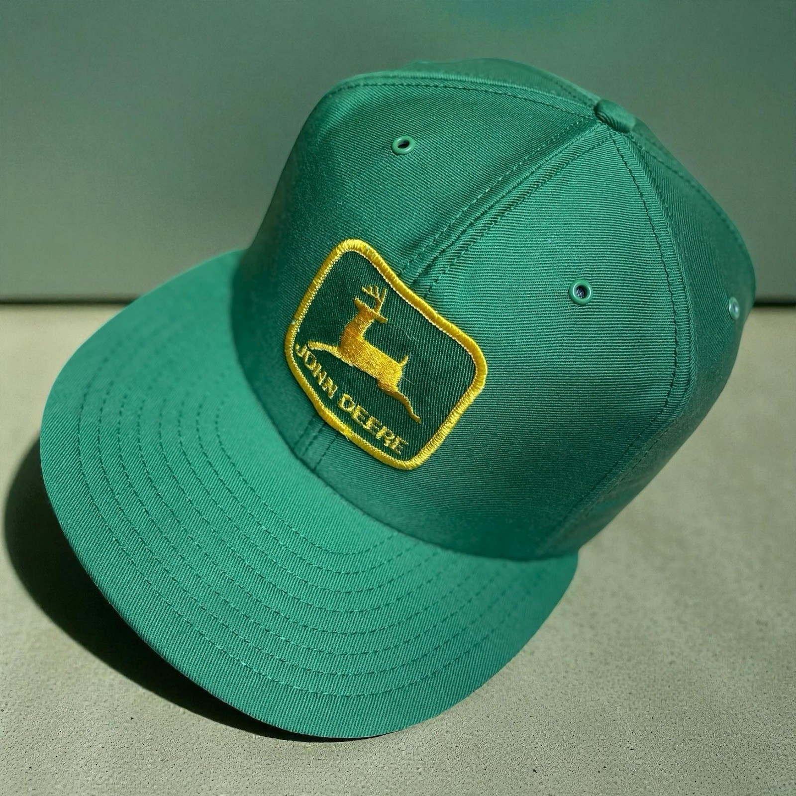 Vintage 80’s John Deere Snapback Hat Green Twill Louisville MFG Co. USA Made