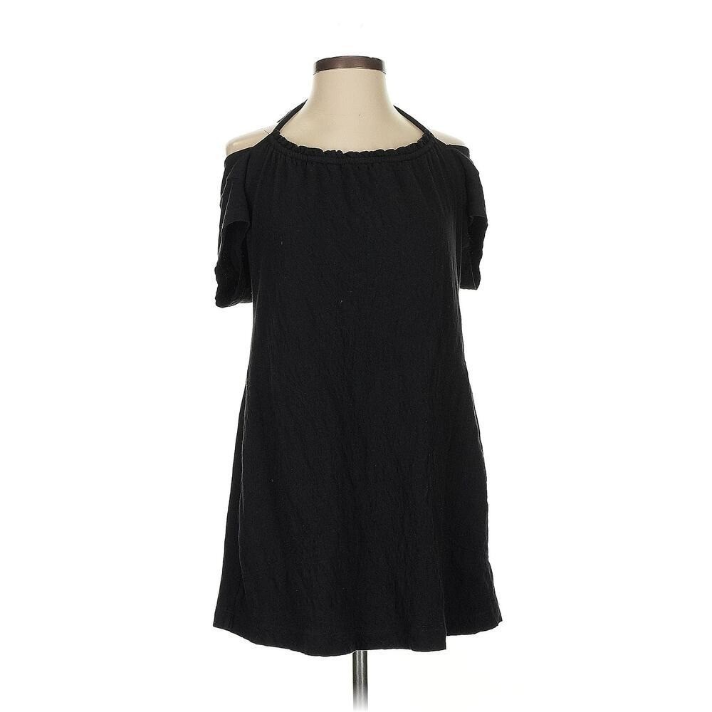 Free People FP BEACH Vivi Open Back Stretch Cotton Mini Dress Small, BLACK