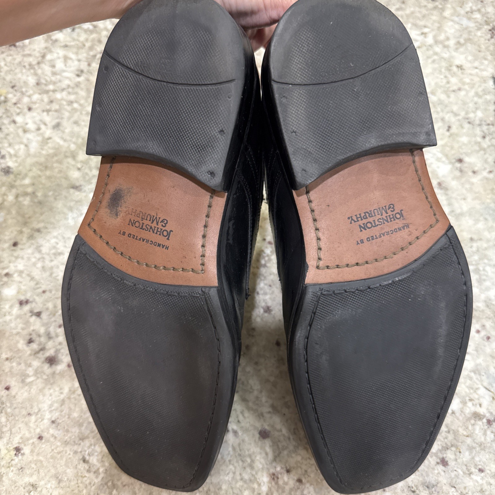 Johnston & Murphy Black Monk Buckle Dress Shoes Square Toe Loafers Mens Size 8M