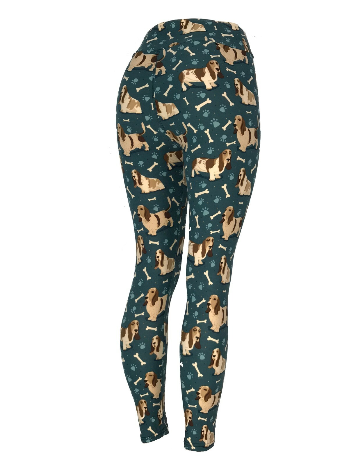 Beagles Bones & Paw Prints Leggings Yoga Waistband