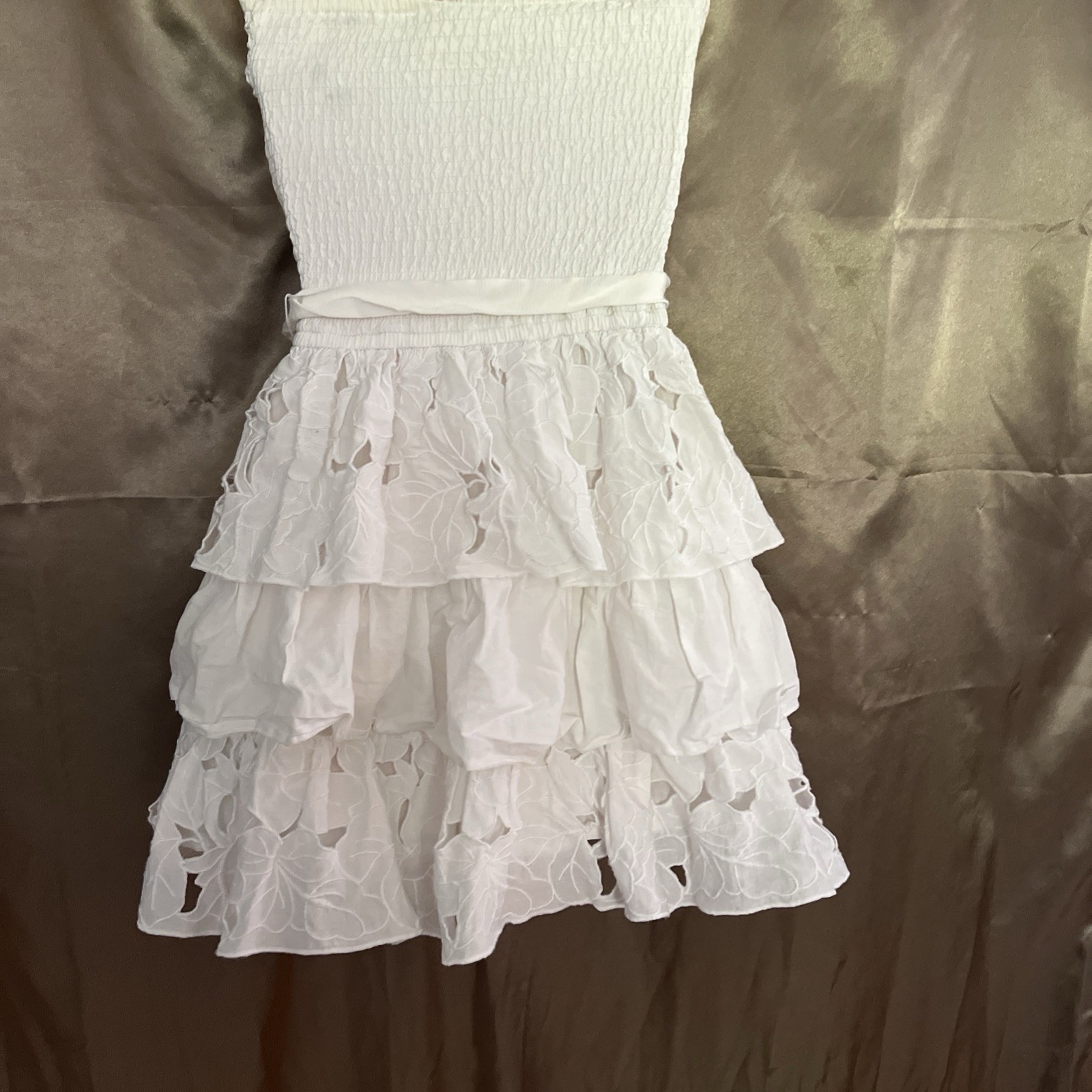 Hollister Y2K 100% Cotton XS White Tube Stretch Layered Dress VTG Vintage