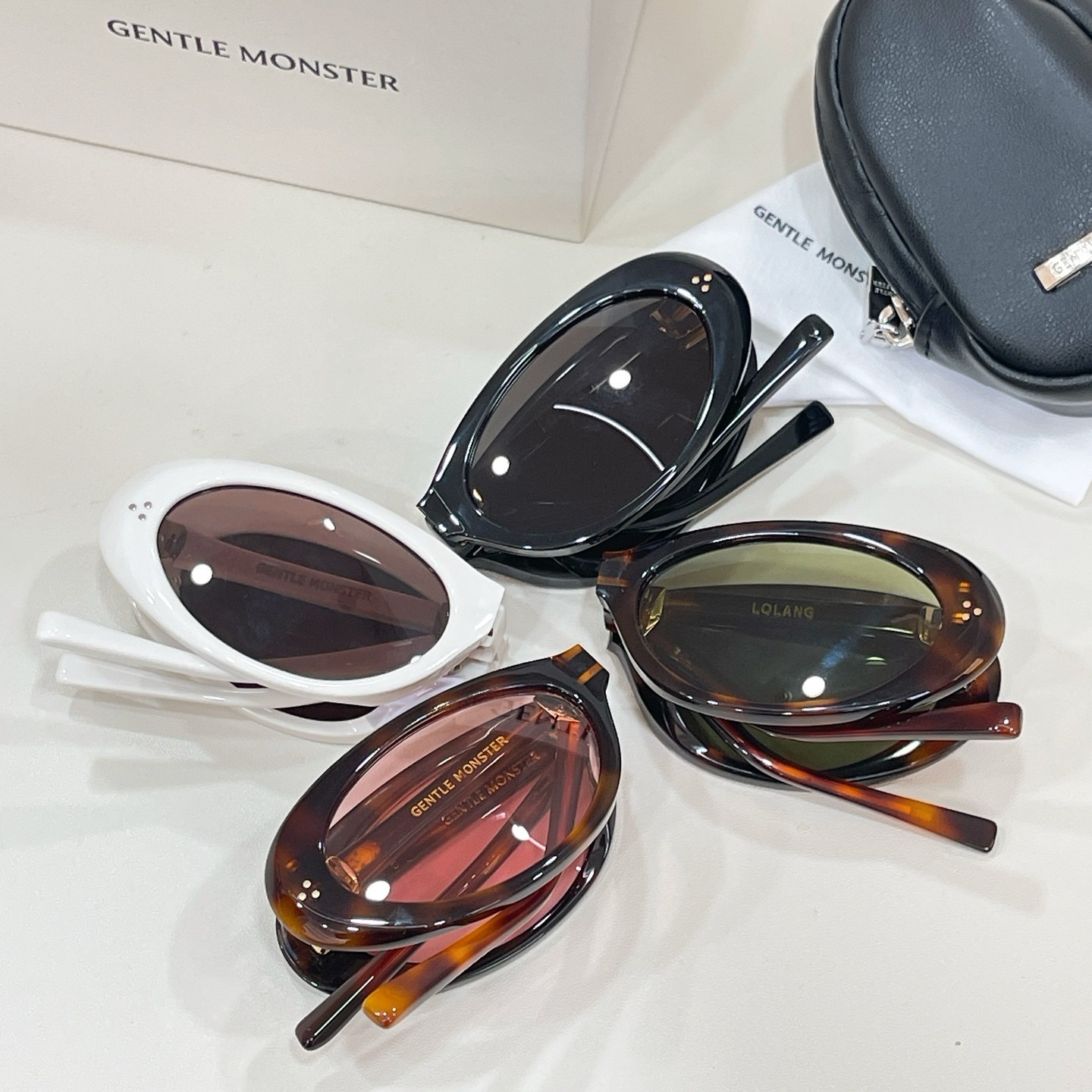 GENTLE MONSTER LOLANG Havana Light Green 55口21-132 Sunglasses New w/ Case