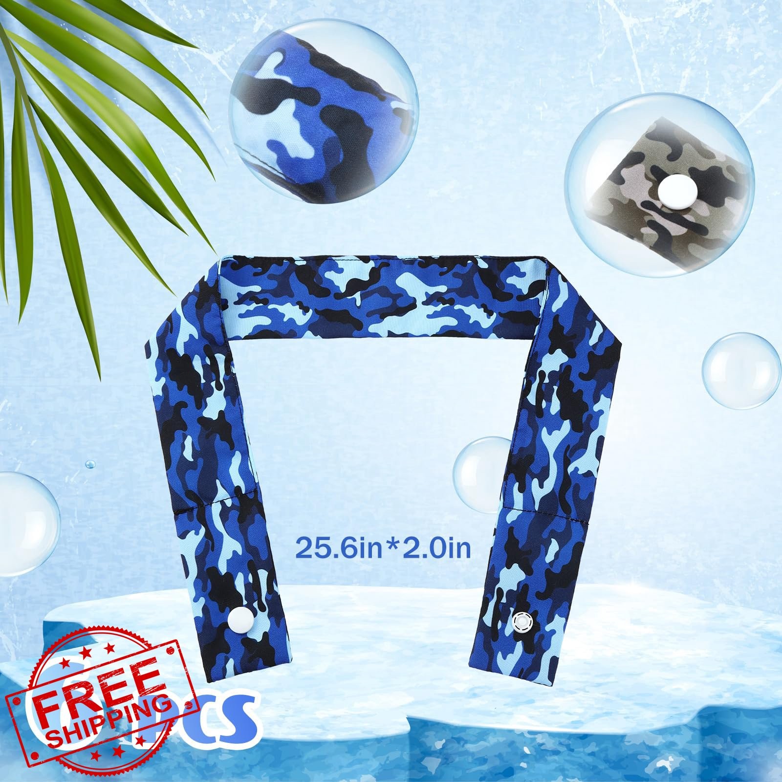 Xuhal 6pk Cooling Neck Wraps Scarf Ice Cooler Bandana Summer Outdoor