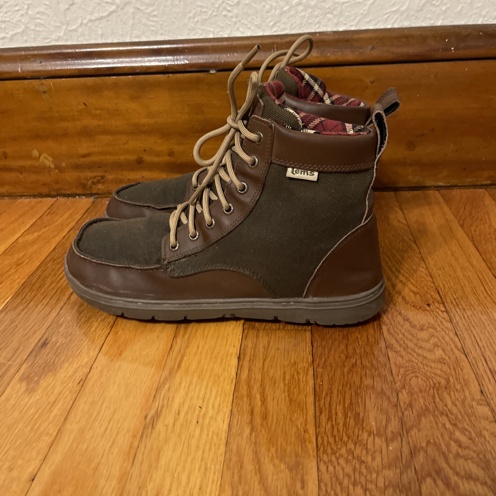 Lems Boulder Boot Boots Timber Green Plaid Lined Men’s Size EU 45/ US 11