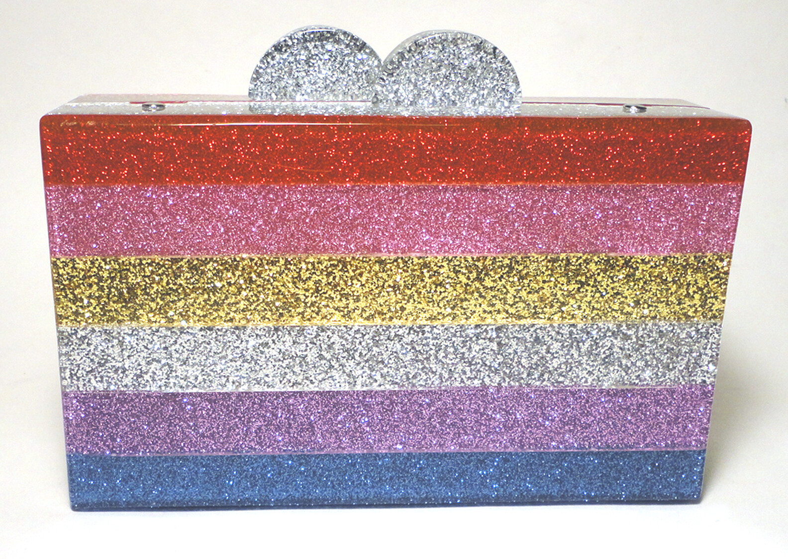 NEW Acrylic ELIZABETH SUTTON COLLECTION Glitter RAINBOW CLUTCH BAG 7″ $345