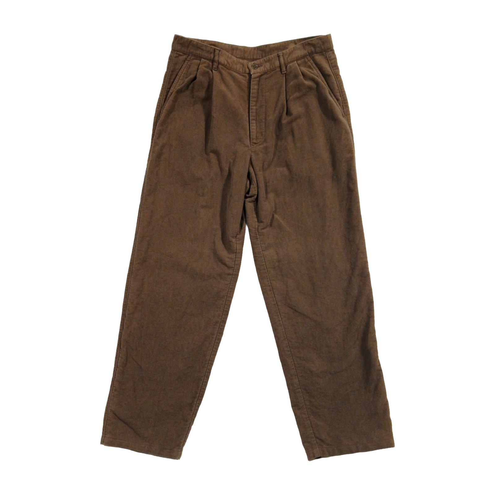 Stefanel Pleated Brushed Cotton Pants Men 50 IT 33×29 Brown Italy Moleskin Style