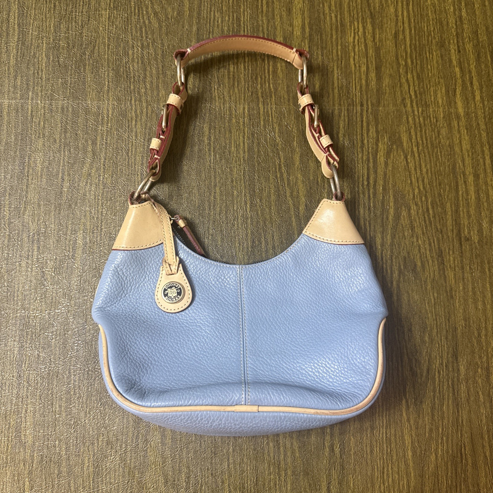 Vintage Dooney & Bourke All Weather Leather 3 Blue Medium Hobo Shoulder Handbag