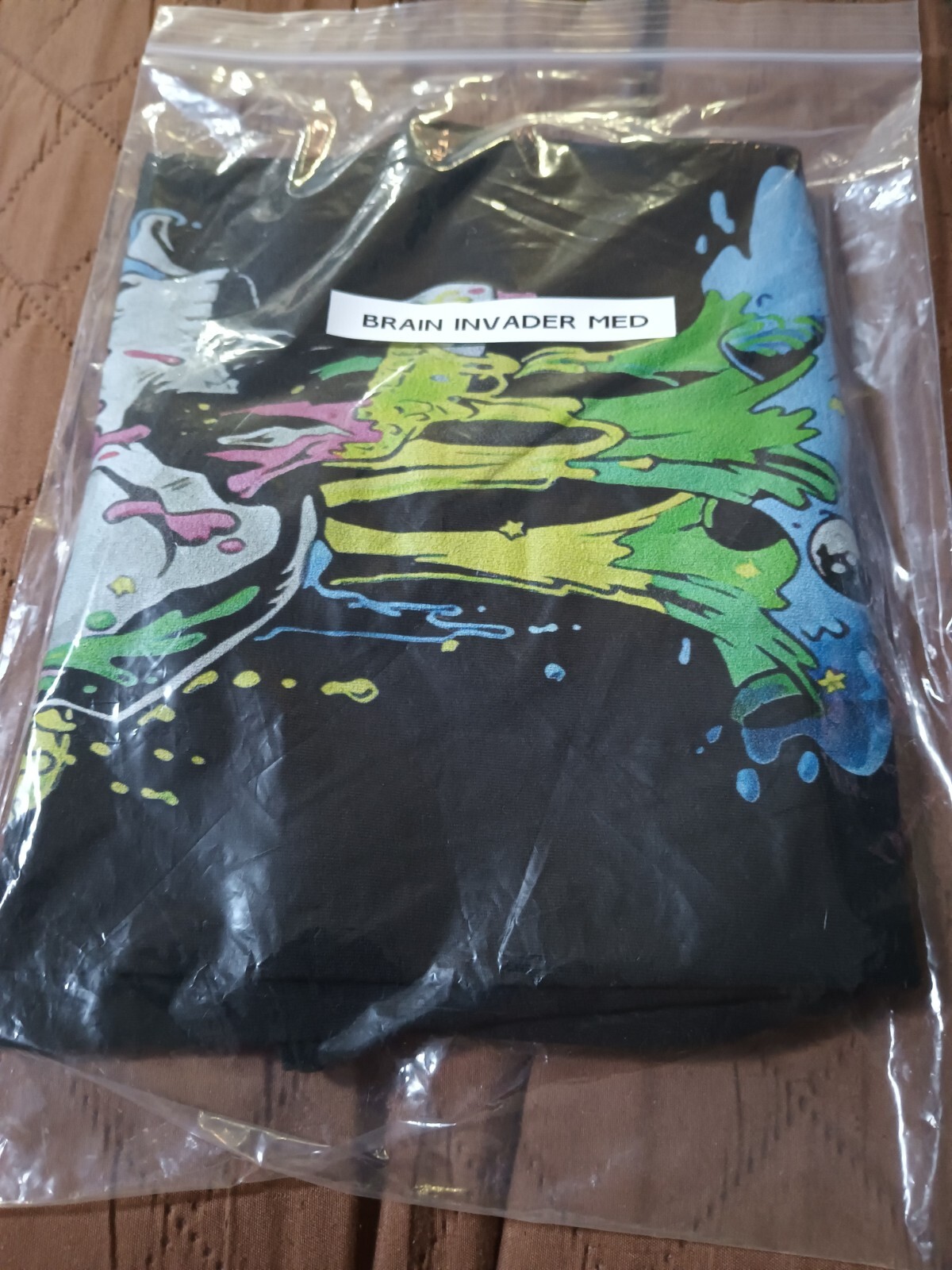 INTO THE AM Skeleton Skull BRAIN INVADER T-shirt. Medium
