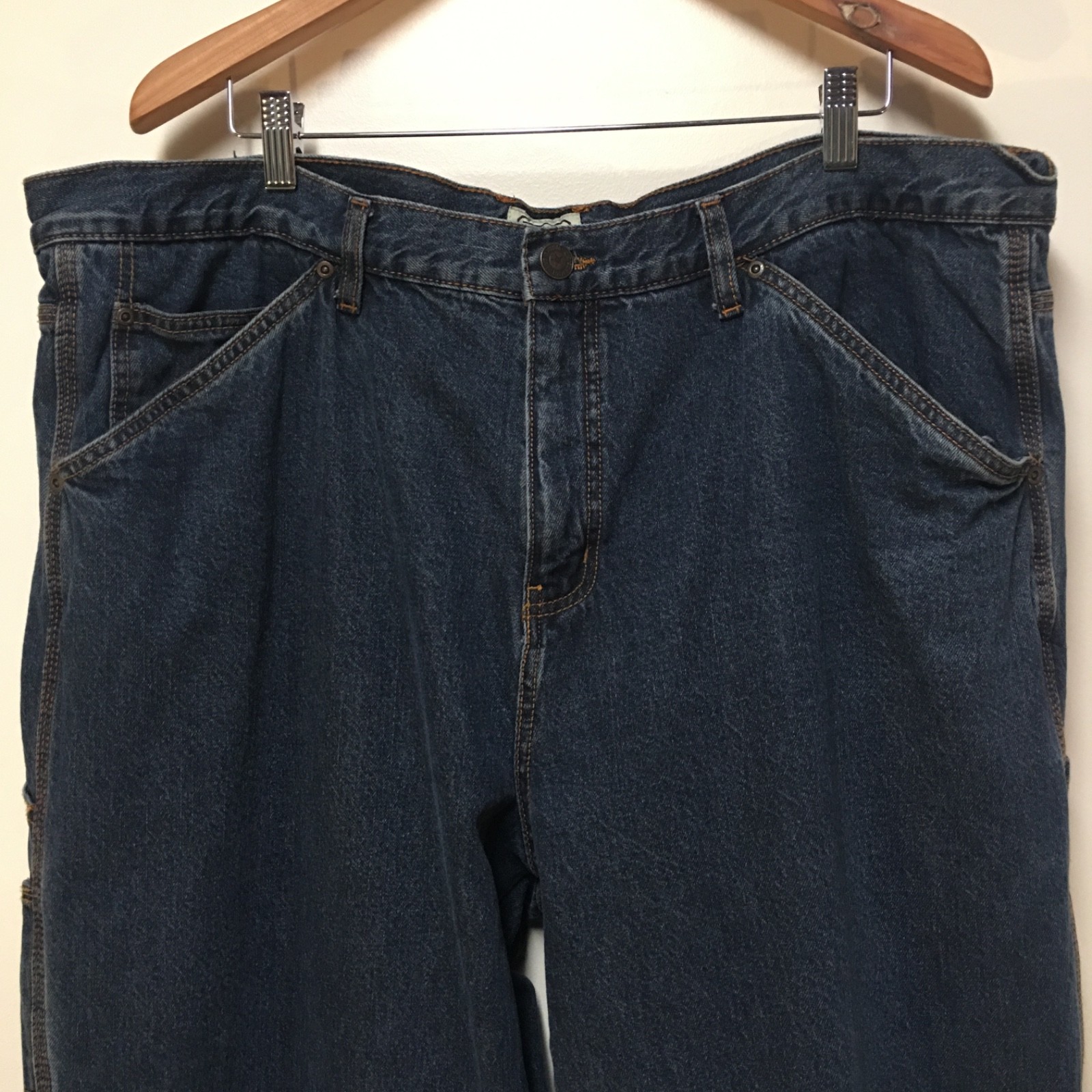 C.E. Schmidt Workwear Men 44×30 Jeans Blue Carpenter Loop Fleece Lined Dark Wash