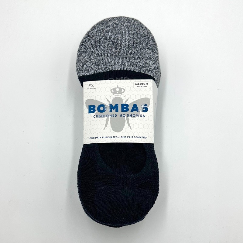 NEW 4 pairs BOMBAS Men’s Cushioned No Show Socks Everyday Size Med 6-9 black