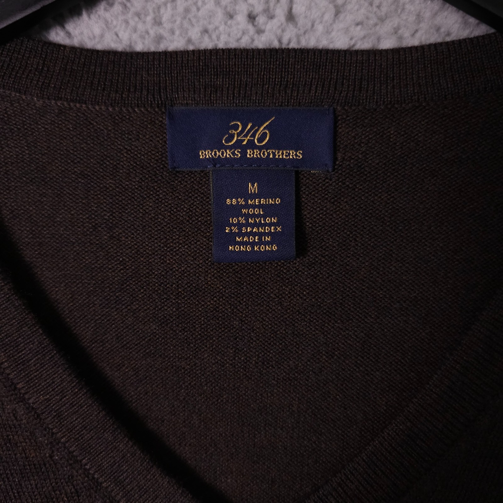 Brooks Brothers 346 Sweater Mens Medium Brown Merino Wool Blend Pullover Preppy