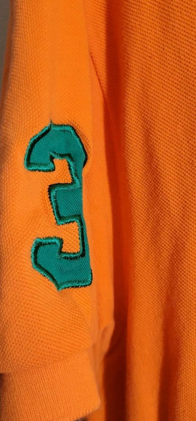 US Polo UM Miami Polo Shirt Size Large Embroidered Logo Orange Men’s #3 NCAA
