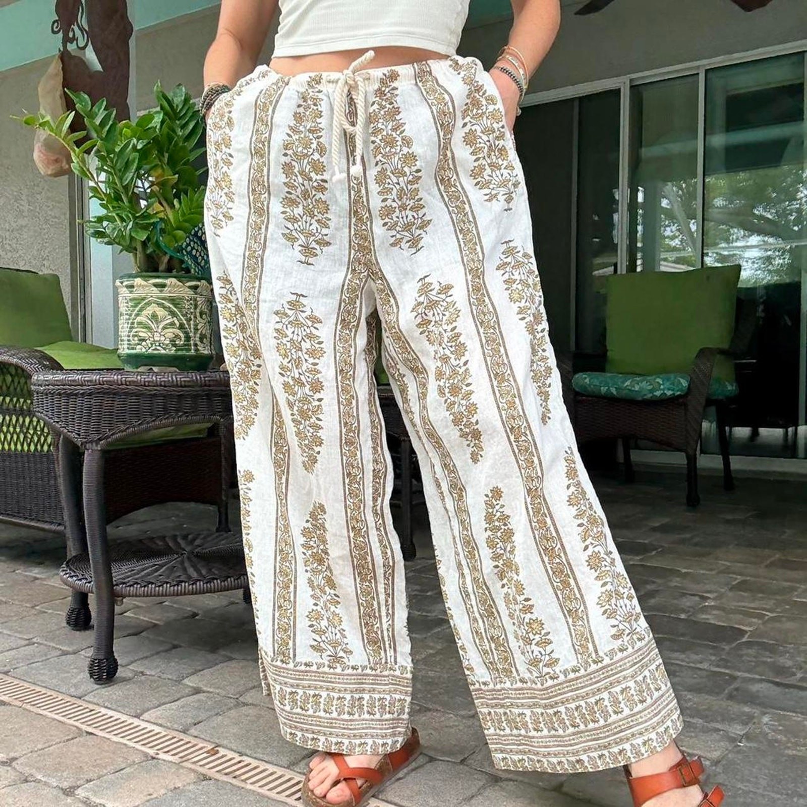 Pure Linen Wide Leg Pants