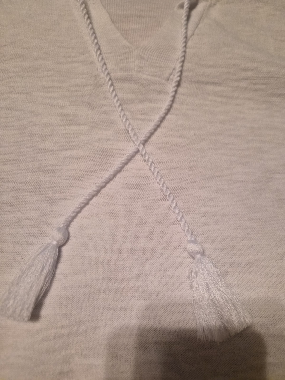KIM ROGERS Womens 2X White Pullover Top Tunic w/Tassels