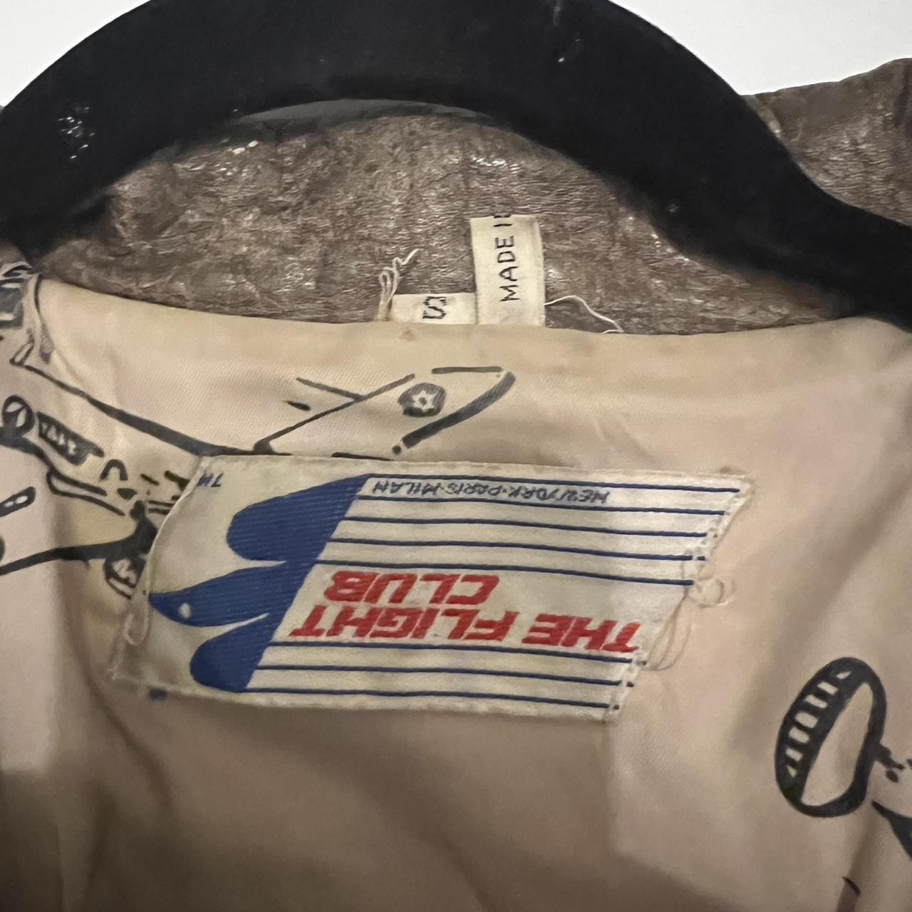 Vintage The Flight Club Bomber Aviator Pilot Brown Leather Jacket Small