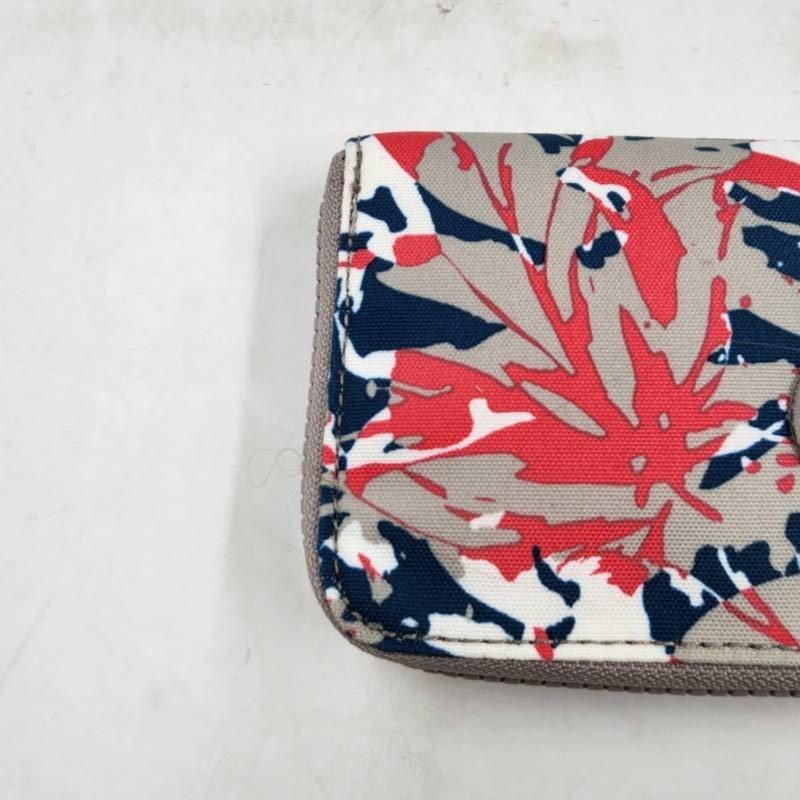 Kipling Canvas Zip Around Wallet Wristlet Women’s OS Autumnal Field Abstract