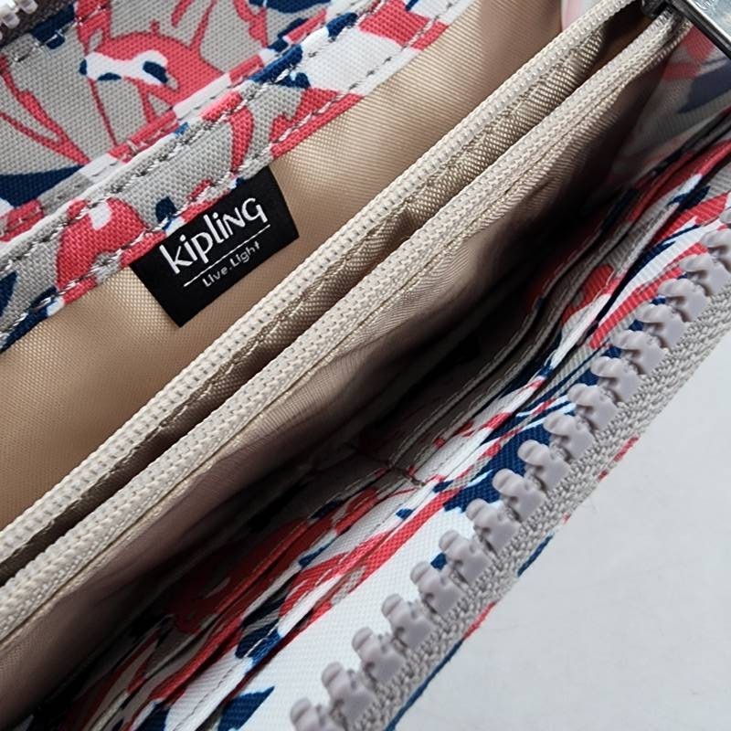 Kipling Canvas Zip Around Wallet Wristlet Women’s OS Autumnal Field Abstract