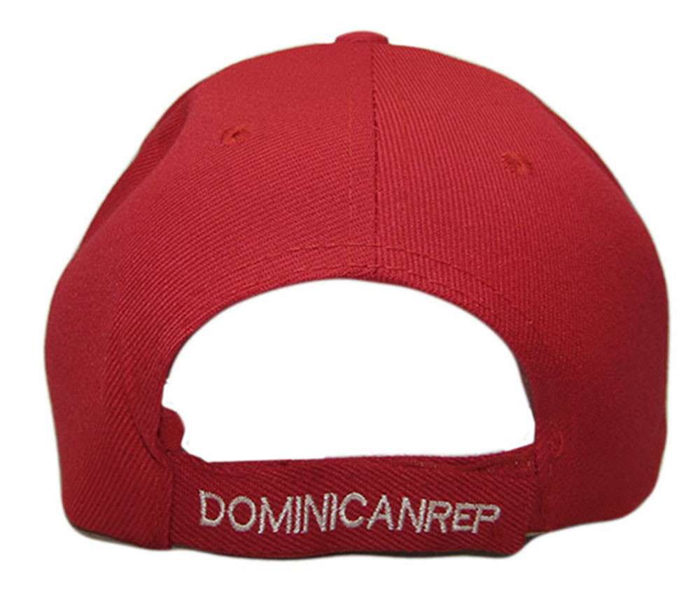 Dominican Republic Country Letters Emblem Red Blue Bill 3-D Embroidered Cap Hat