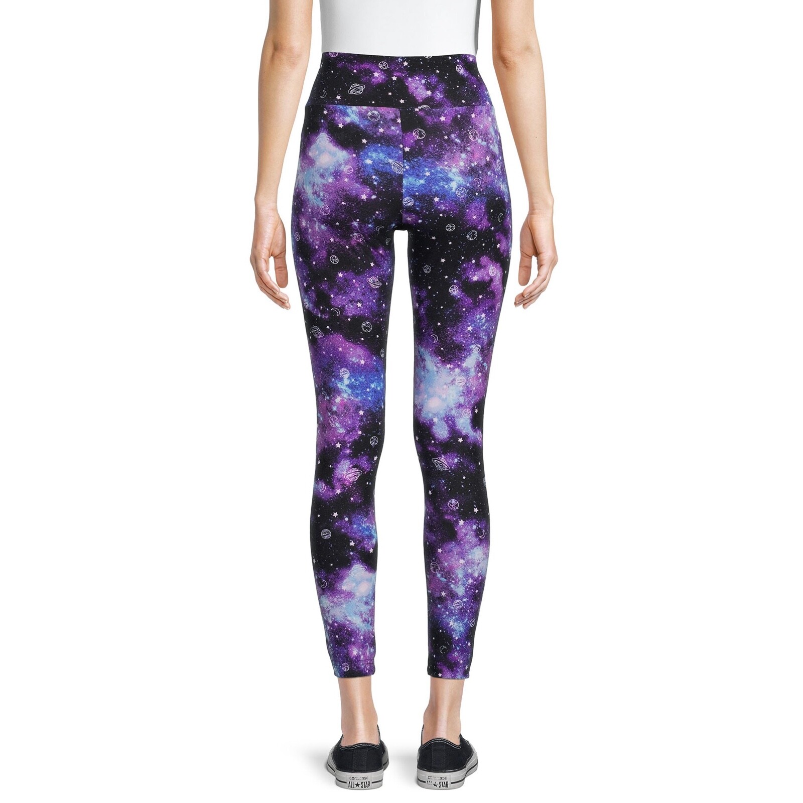 No Boundaries NOBO Juniors Purple Tie Dye Space High Rise Sueded Leggings NWT
