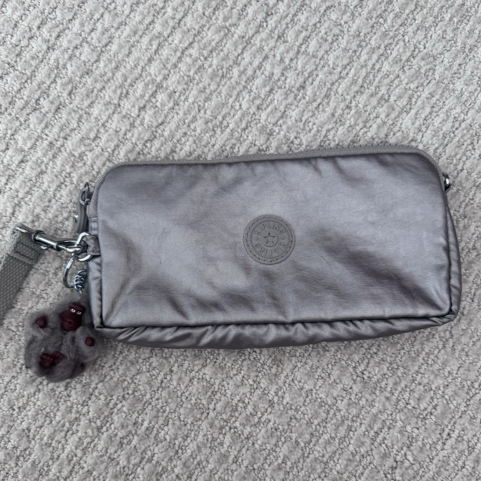 Kipling Silver Metallic Wristlet Wallet