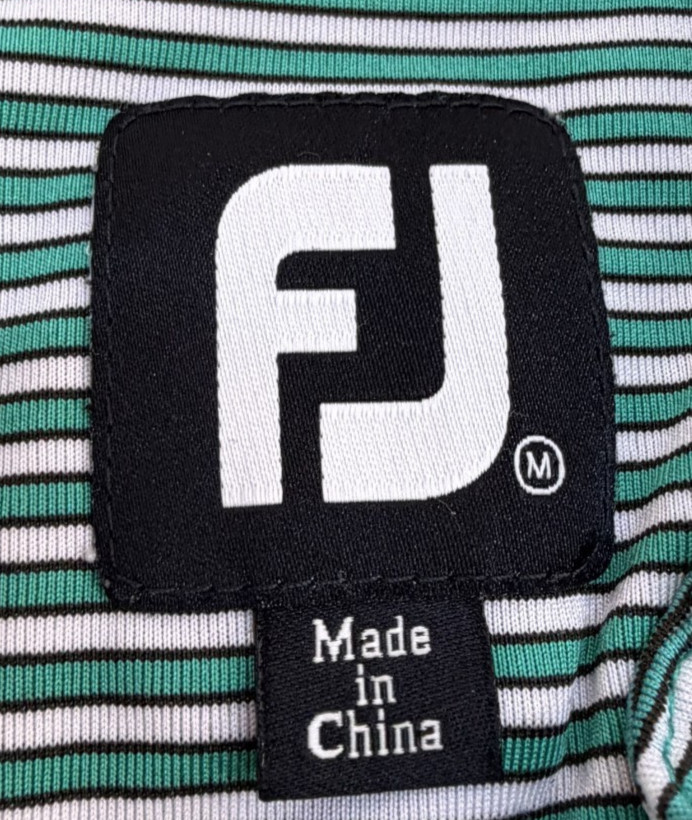FootJoy Atlanta Athletic Club 1898 Green Striped Golf Polo Shirt Mens MEDIUM