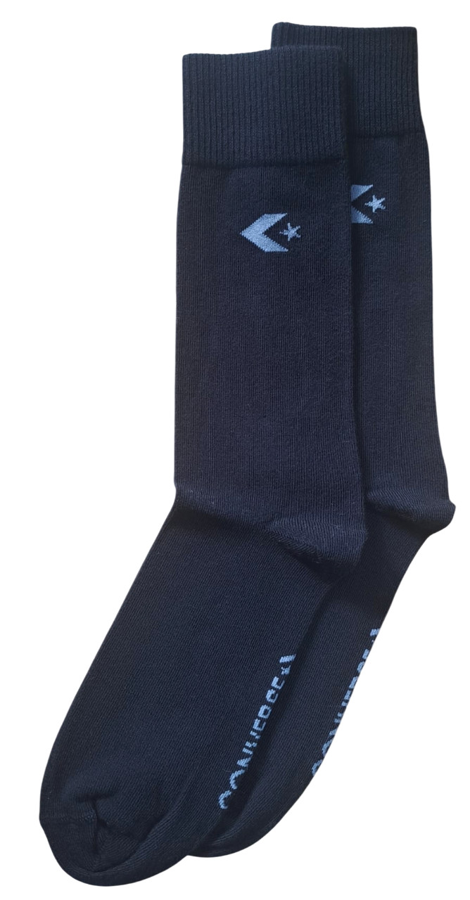 CONVERSE | Mens Black Flat Knit Tricot Crew Socks | Size UK 6-11 EU 39-46
